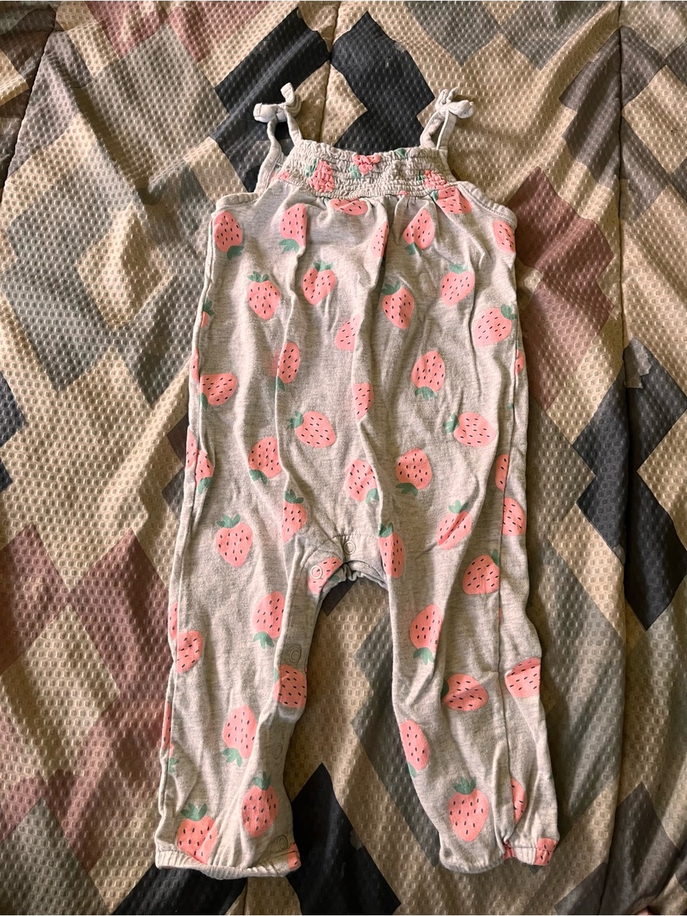 Carter's Gray Romper with Pink Strawberry Print